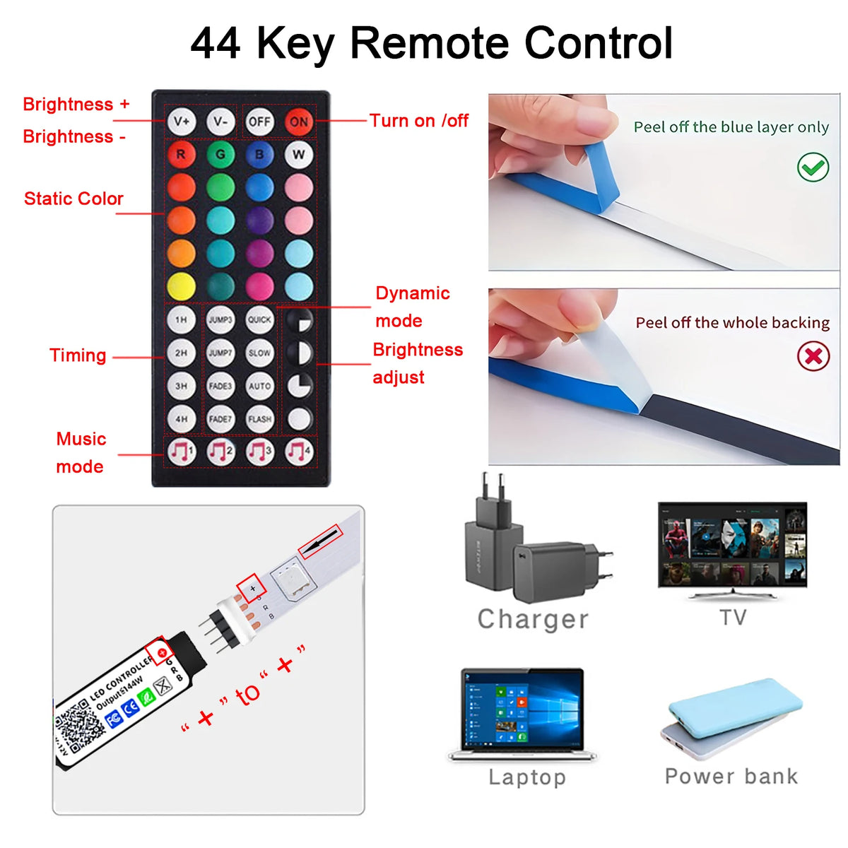 RGB LED Strip Lights Music Sync USB 5V Remote Control Led Ri