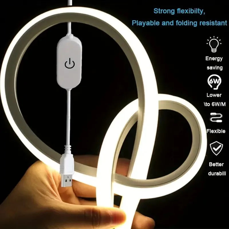 LED Strip Neon Light USB DC 5V Dimmable Touch Sensor Switch 