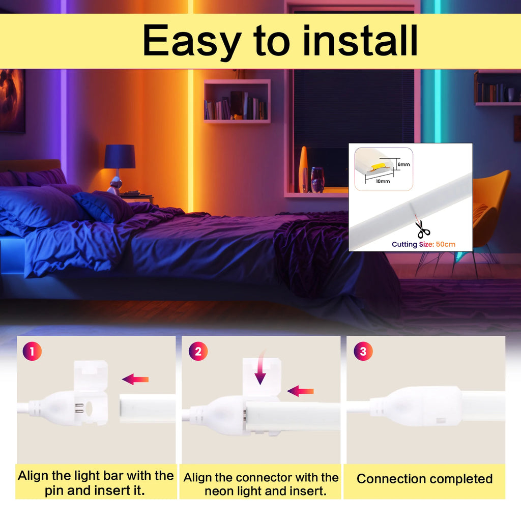 220V Dimmable COB LED Neon Strip Light With Switch/Dimmer Pl