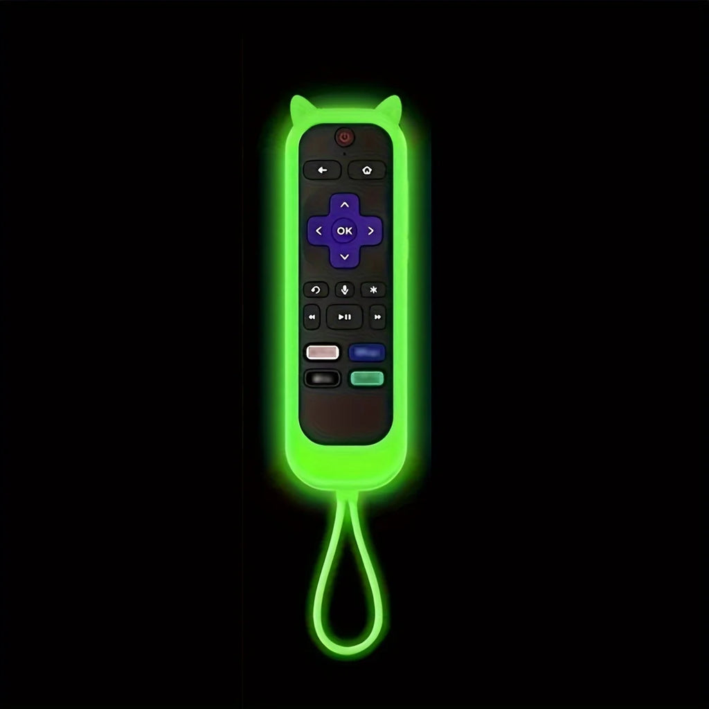 Glow in the Dark Cute Cat s Ears Shaped Silicone Universal Remote Control Cover with for TCL Hisense Roku TV Remote Control