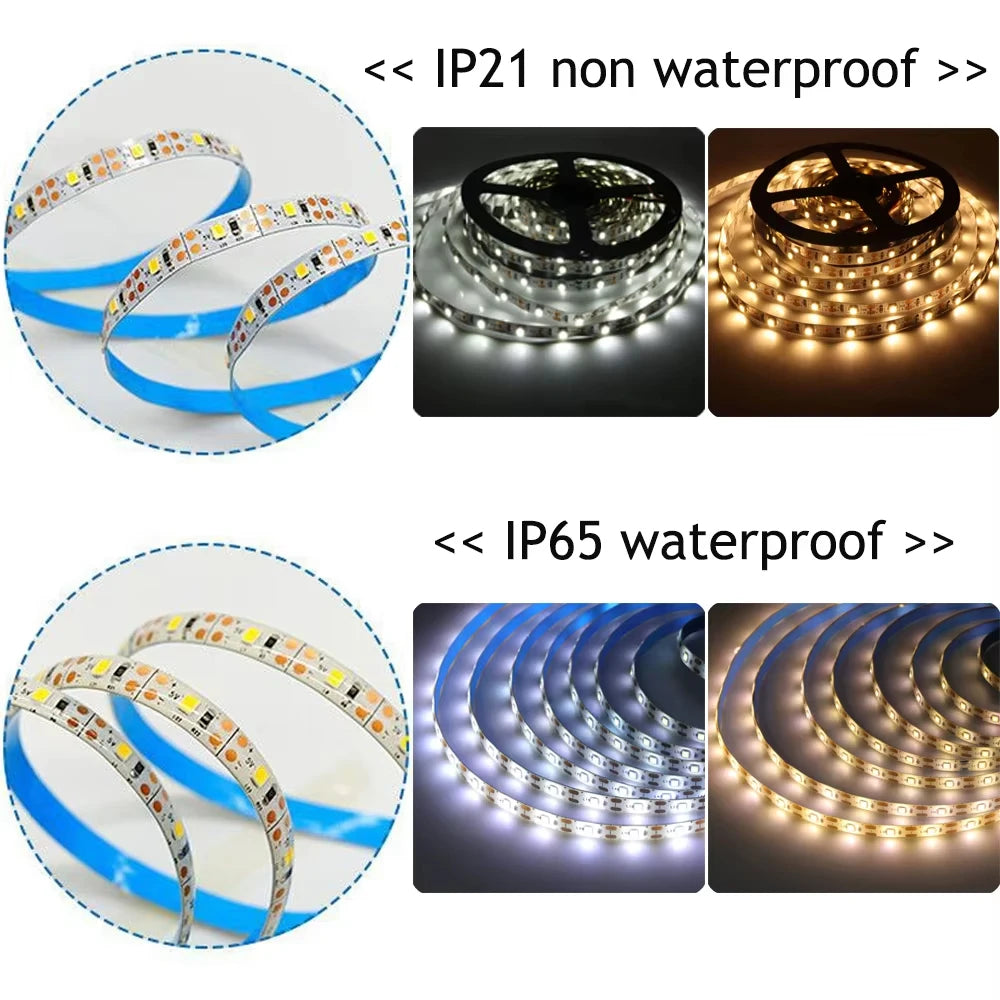5V USB LED Strip Light with Adhesive Tape 2835 60LEDs Flexib