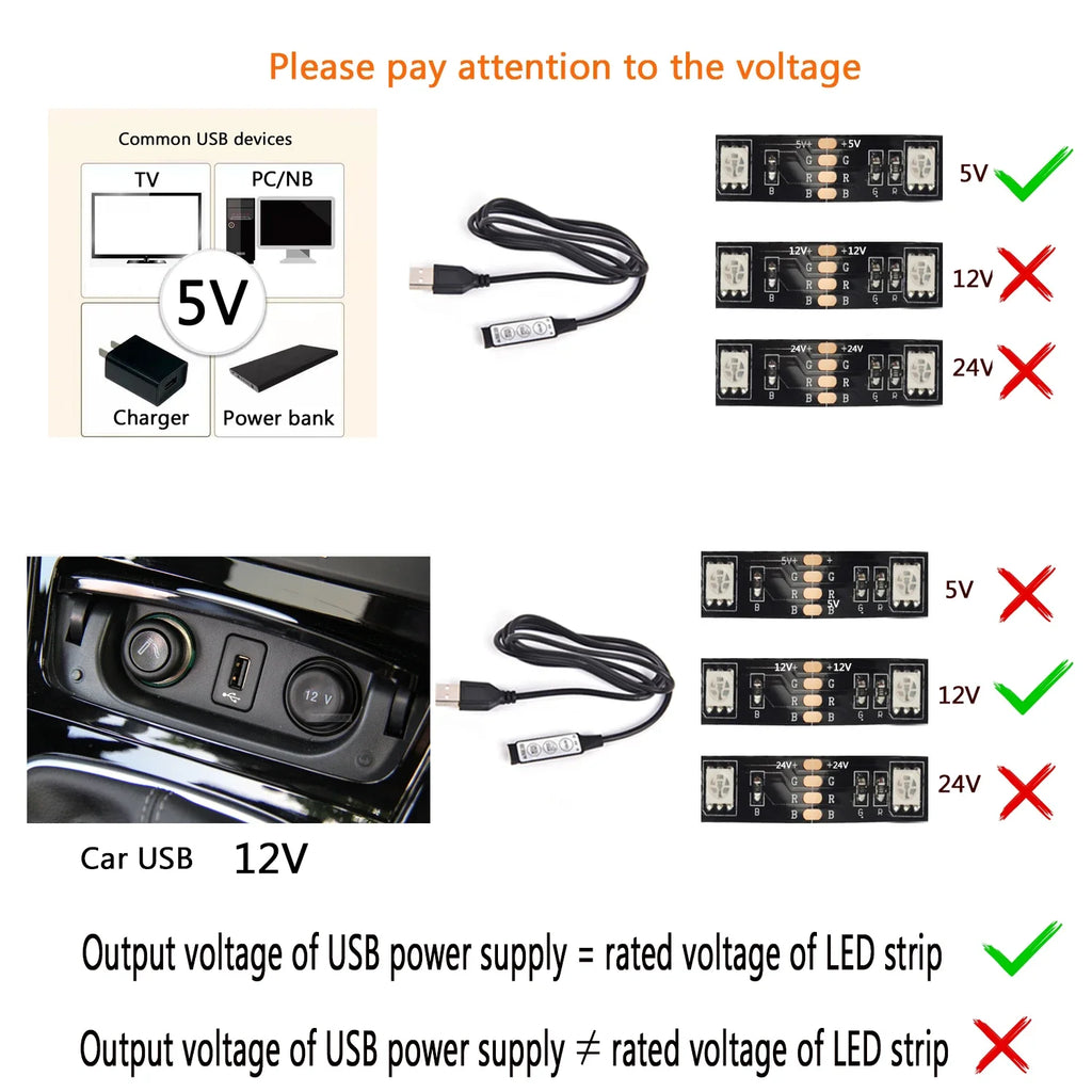 0.5m 1m RGB Controller 5V USB Connector Cable 4pin Line Dimm