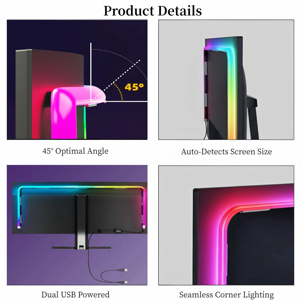 Upgrade RGB PC Backlight for 24-34 Inch Monitor Led Light wi