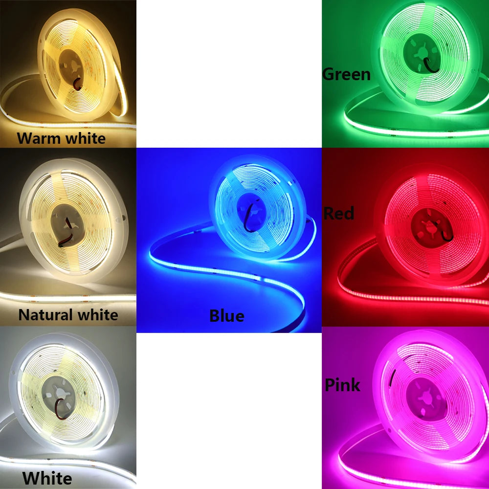 DC 5V COB LED Strip Light With USB 2PIN Wire DC Plug 8MM 320