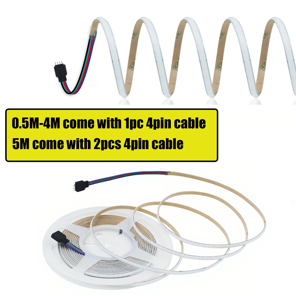 PCB 5MM 4PIN RGB COB Strip IP20 Self Adhesive Flexible Ribbo