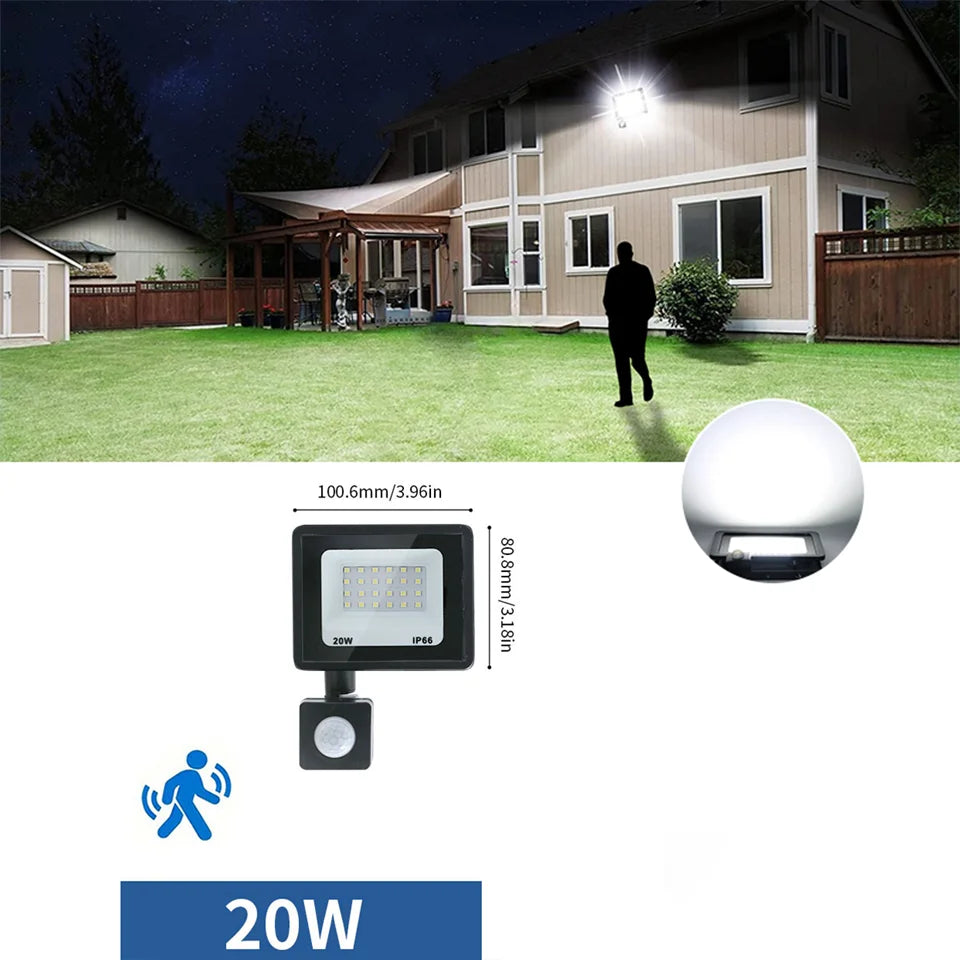LED Floodlight Motion Sensor AC220V AC110V 10W-300W Waterproof Outdoor Projector Exterior Spotlight Outdoor lamp Wall Reflector