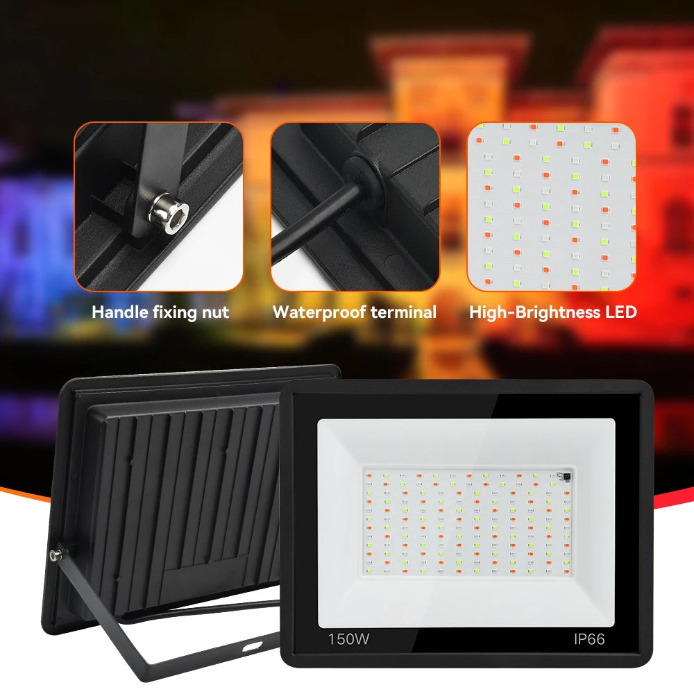 RGB Flood Light 100W 50W 30W 20W 10W RGB Reflector IP66 Wate