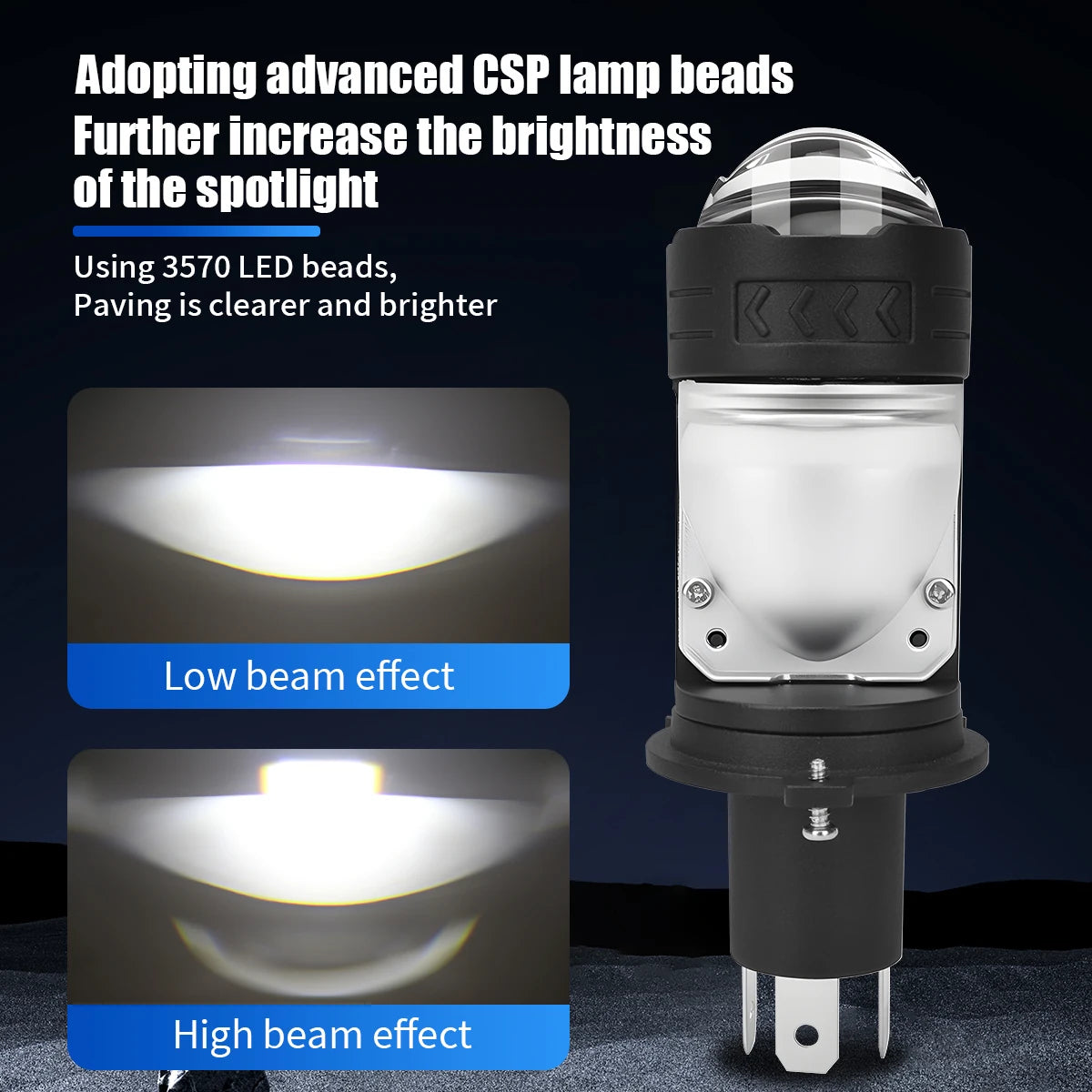 1/2pcs H4 LED Motorcycle Headlight Bulbs Super Bright Spotli
