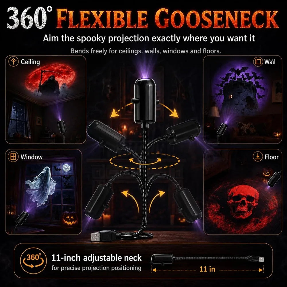 USB Projector Light Halloween Skull NightLight Ghost LED Lam