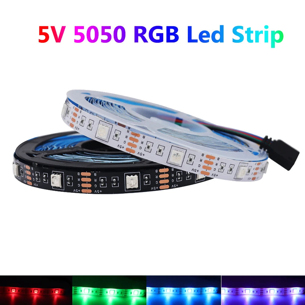 RGB LED Strip Light DC 5V 5050 Flexible LED Tape 50cm 1m 2m 