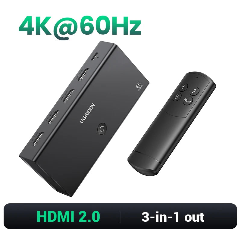 UGREEN HDMI 2.1 2.0 8K Switch 3 in 1 Out with Remote Control 8K 60Hz 4K 120Hz Converter Splitter Switcher For Xbox PS5 Monitors