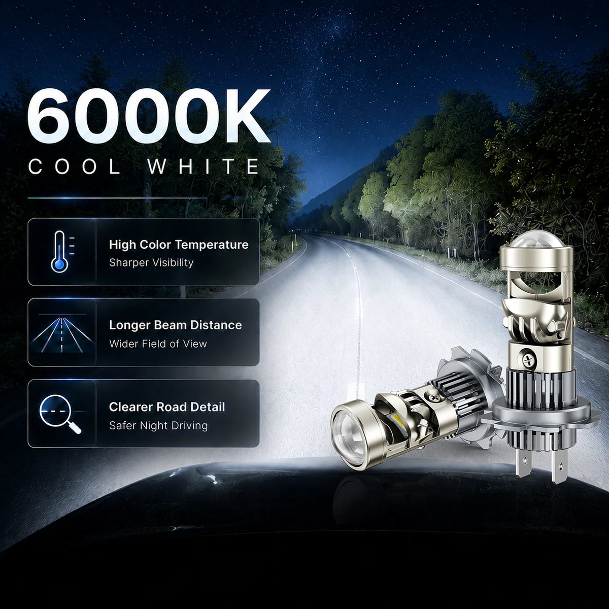 H11 H4 H7 LED Projector Lens Headlight 9005 9006 HB3 HB4 Car Bulb 6000K Canbus Turbo High Power Mini Auto Lamp Fog Light For Car