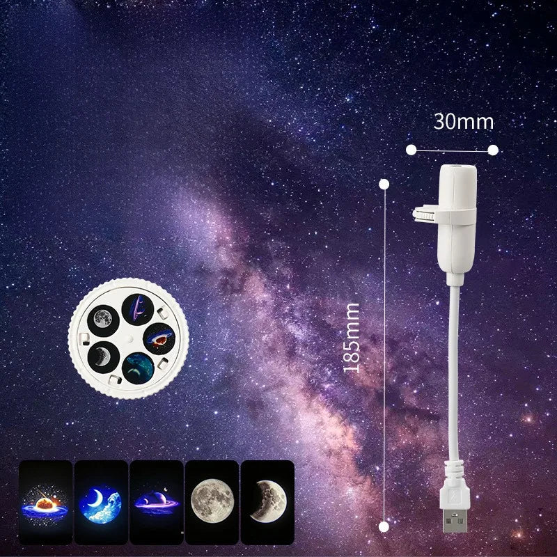 Starry Sky Light USB Plug in 360 Rotating Projector Night Light Bedroom Creative LED Night Light Moon Star Atmosphere Night Lamp