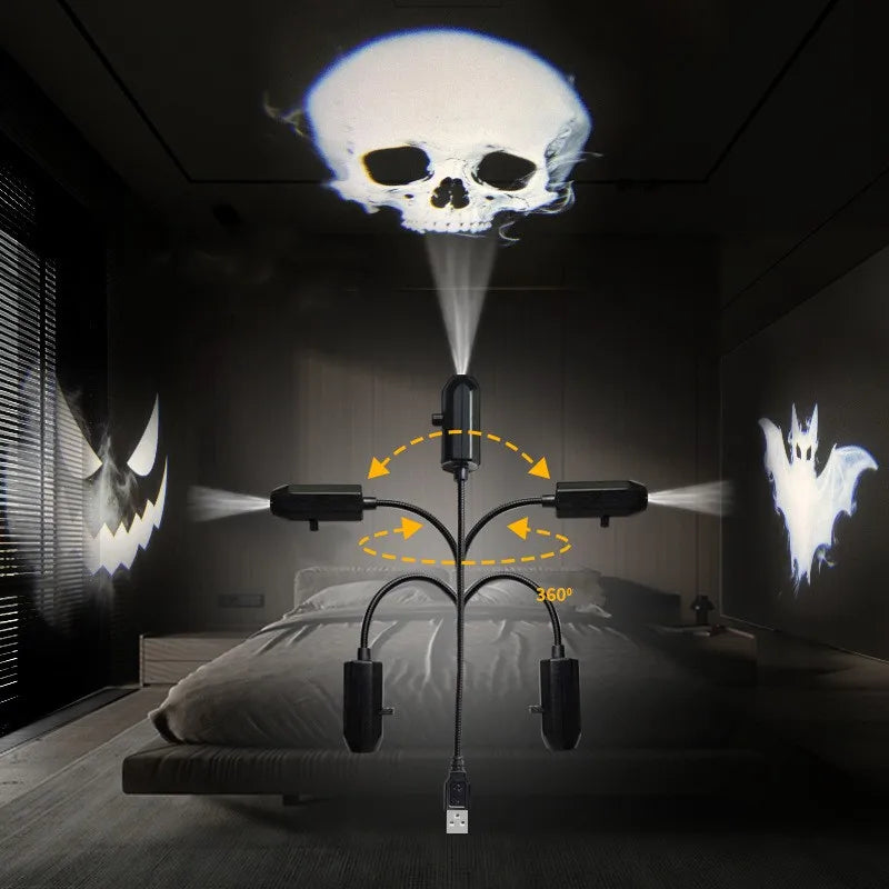 USB Projector Light Halloween Ghost Skull Night Light Switch
