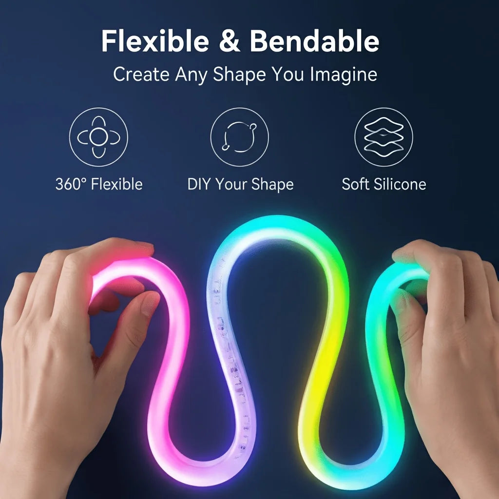 USB WS2812 RGBIC Neon LED Strip Bluetooth APP Control Music 