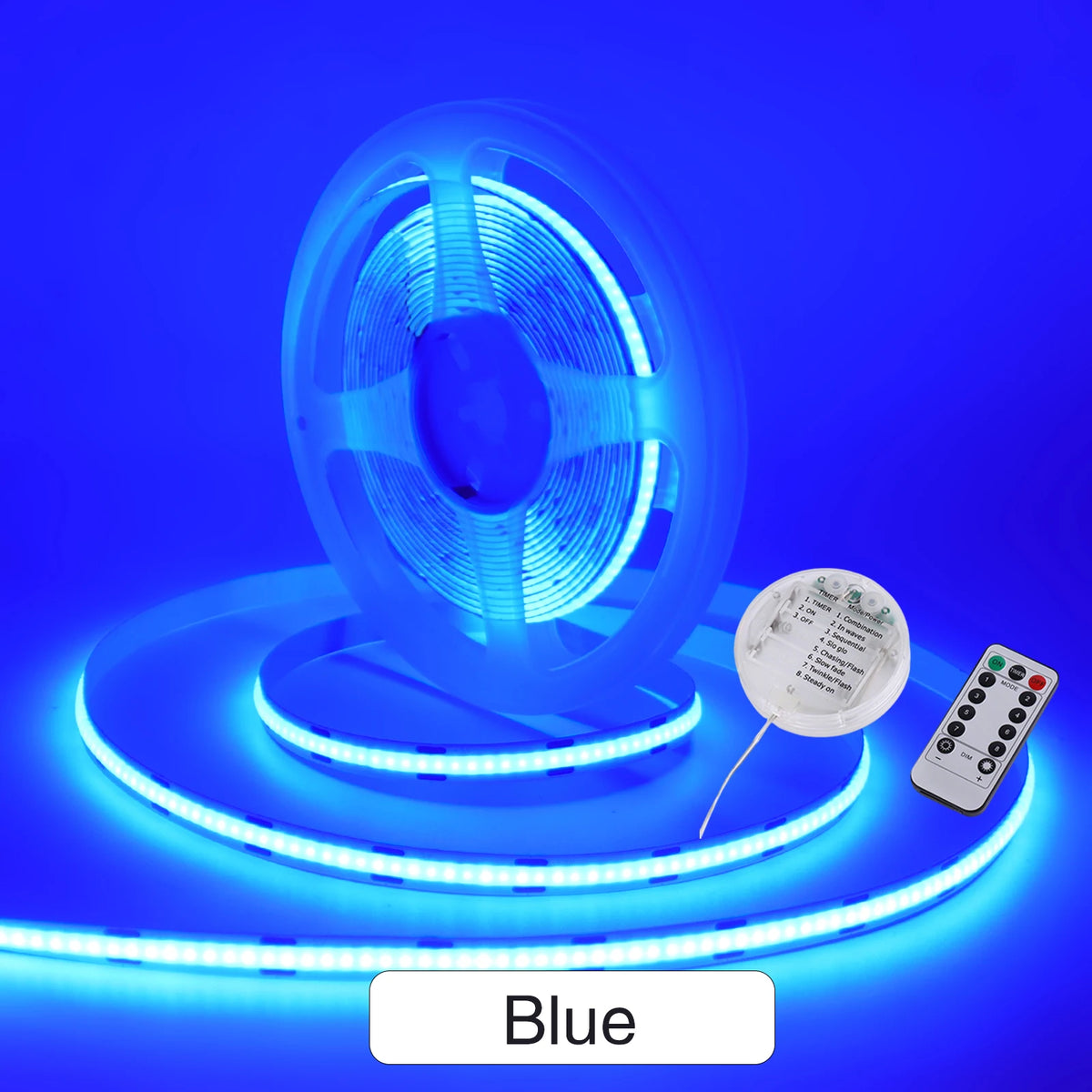 3AA Battery Box 5V COB LED Light Strip With Remote Blue White Yellow Warm Red 8MM PCB Flexible Adhesive Tape Room Kitchen Decor