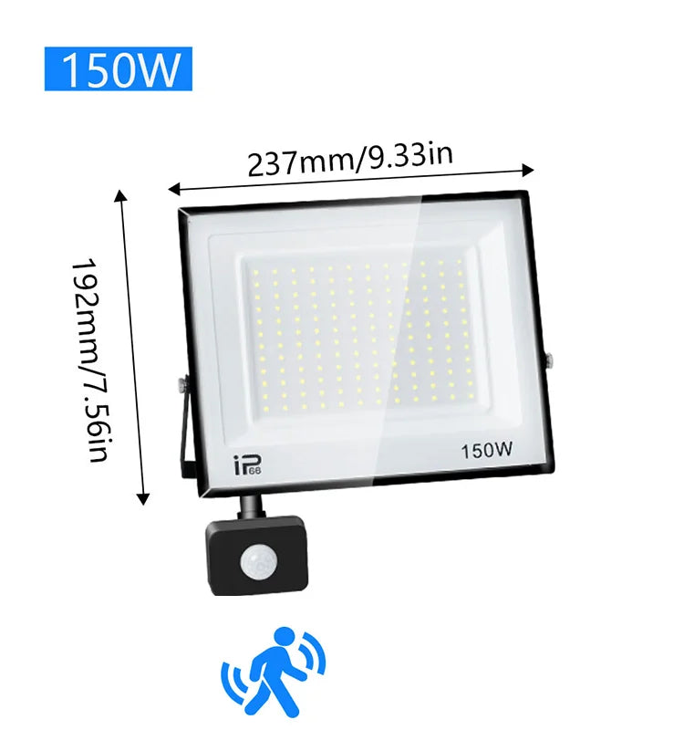 LED Floodlight Motion Sensor AC220V 110V 30W 50W 70W 100W 150W 200W Waterproof Outdoor Projector Exterior Spotlight Outdoor lamp