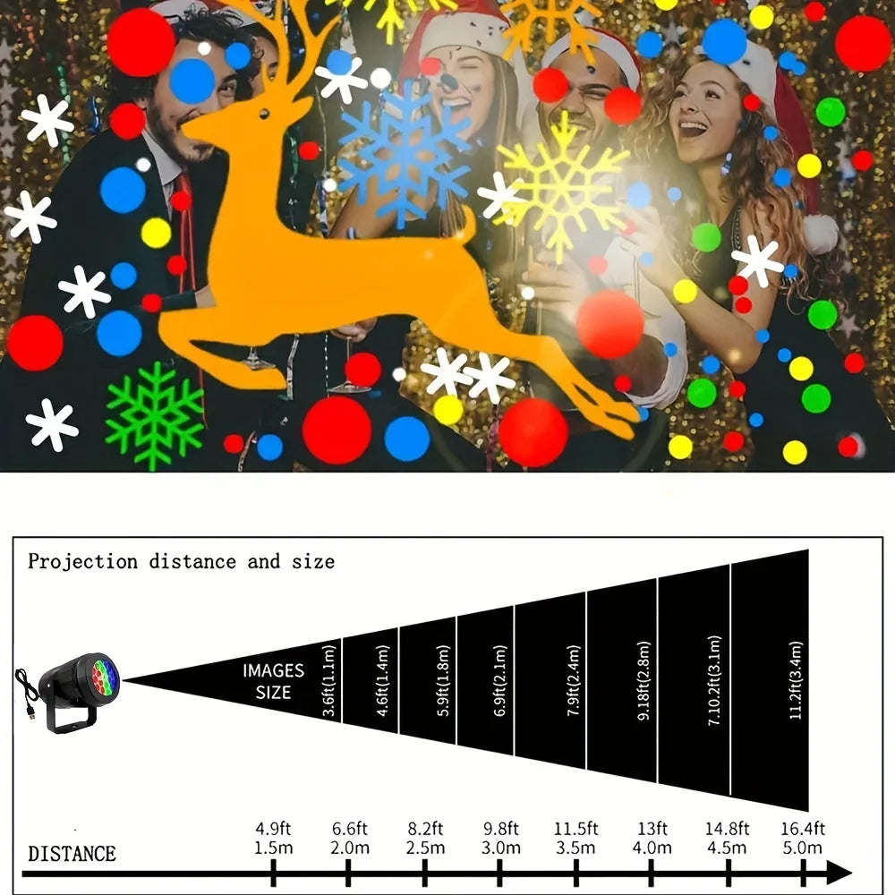 16 Pattern Christmas Projector USB LED Lighting Santa Claus 