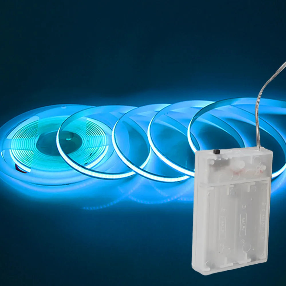 8mm PCB COB LED Strip DC5V 3AA Battery Powered 320LEDs/M Warm Natural Cool White Flexible Tape for Cabinet TV Bedroom Backlight