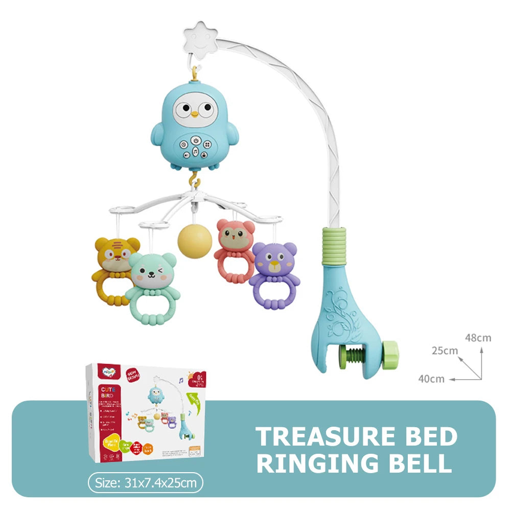 Baby Crib Mobile with Projector and Night Light Remote Control Musical Rotating Toy with Soothing Lullabies for Newborns