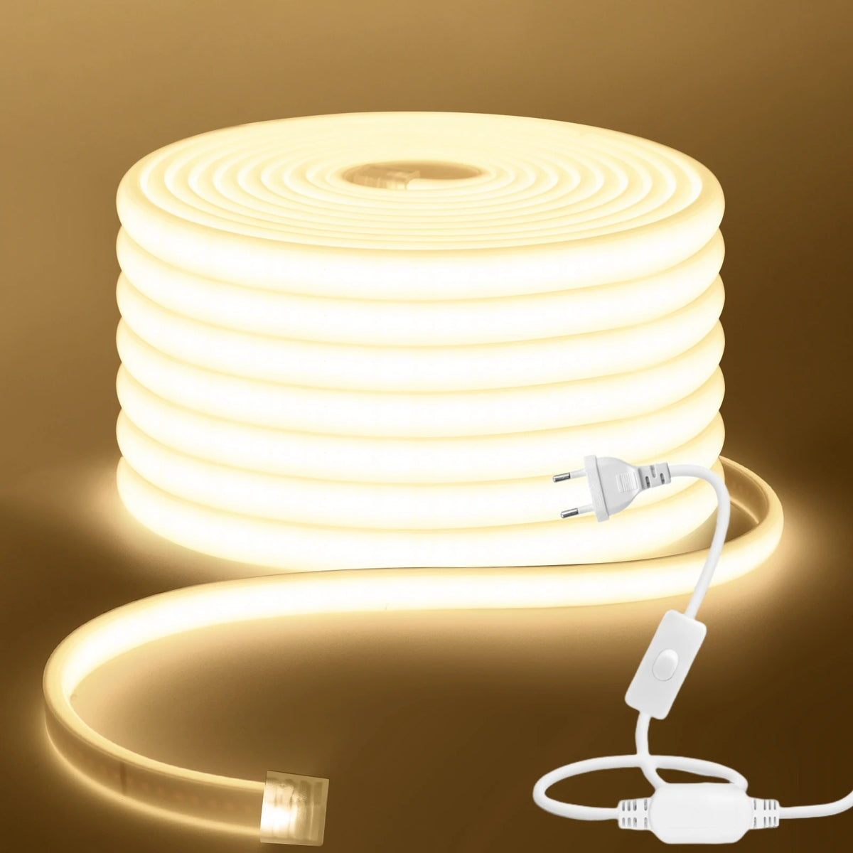 COB LED Strip Light With EU Switch/Dimmer Plug 220V 230V 240V Waterproof IP65 Tape Kitchen Cabinet Lamp 3000K 4000K 6000K Ribbon