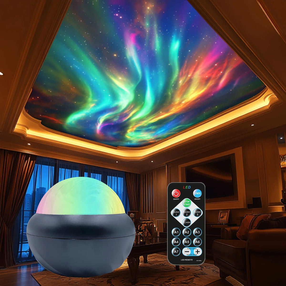 Northern Light Projector RGB Atmosphere Night Lights Remote 