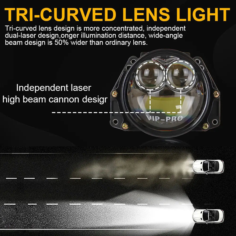 3Inch Bi LED Laser Projector Headlight Bulb H4 9005 9006 H7 