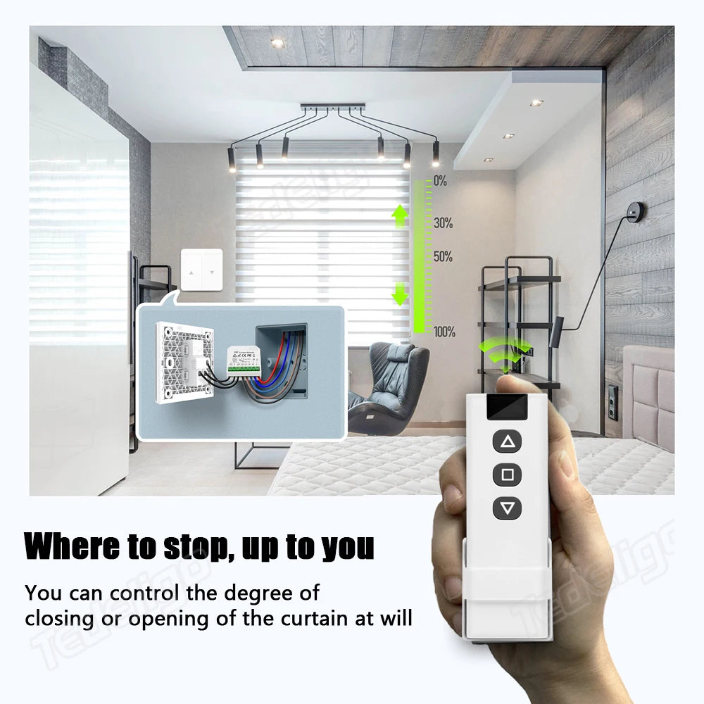 433Mhz RF Curtain Switch 110v 220v 10A Roller Blinds Shutter