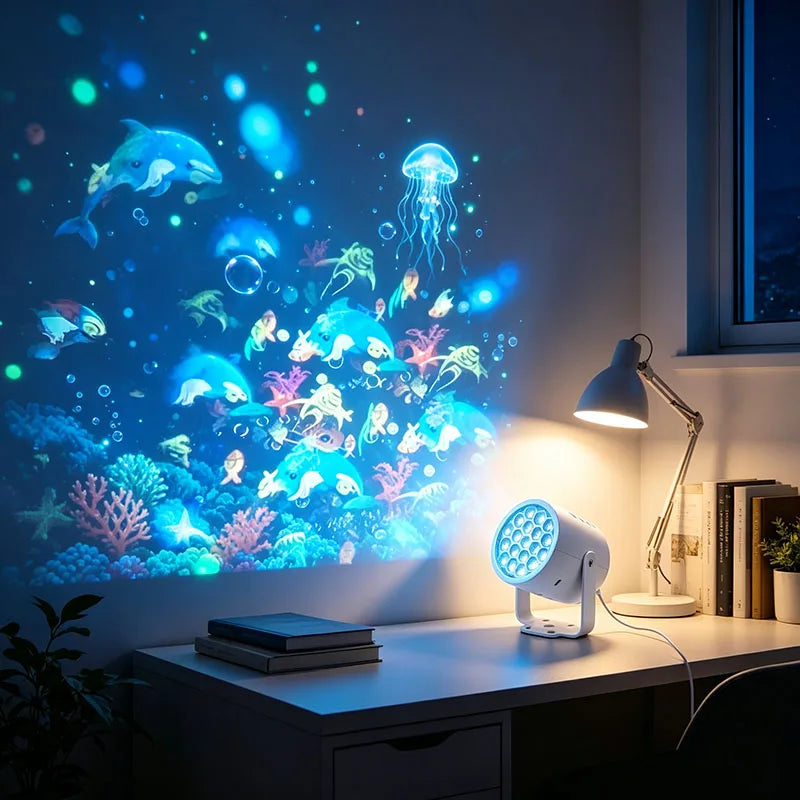 Ocean Kids Night Light LED Christmas Dynamic Snowflake Proje