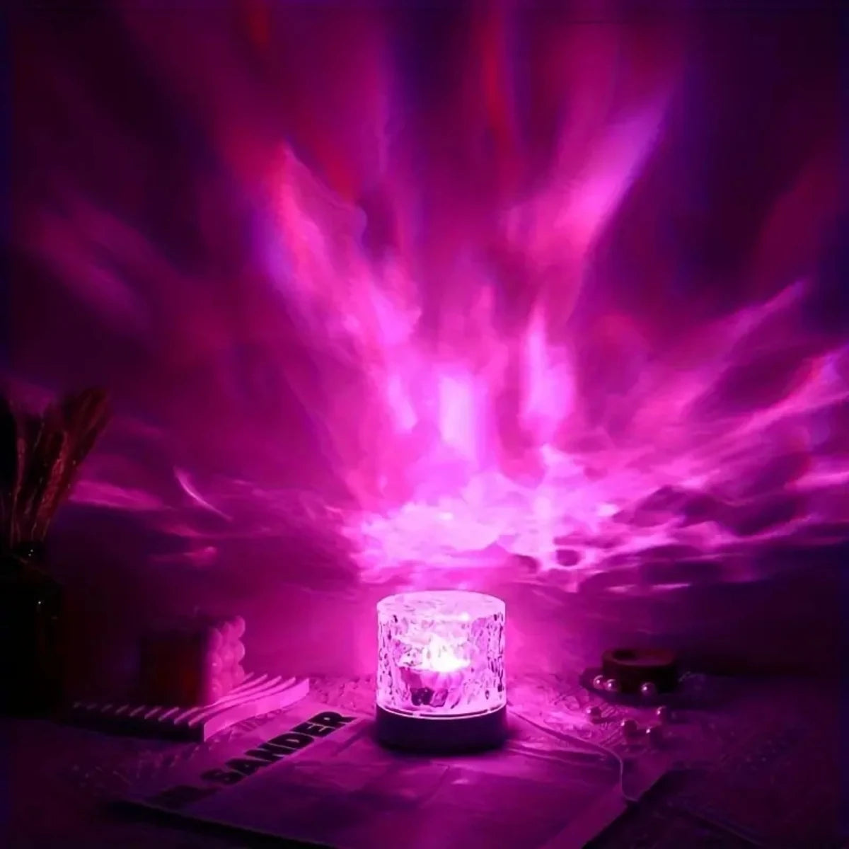 Rechargeable 16 Color LED Water Ripple Projector Night Light