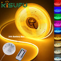 3AA Battery Box 5V COB LED Light Strip With Remote Blue Whit