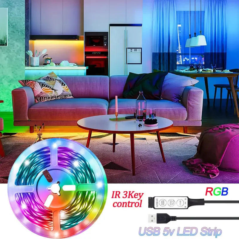 RGB 5050 Led Lights for TV 3 Key Control Led Strip USB 5V Ta
