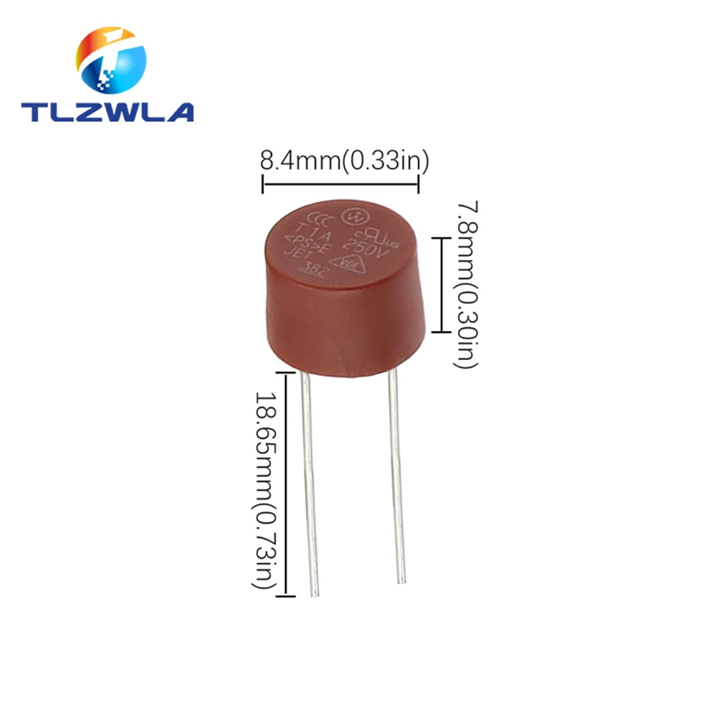 10PCS Round Fuse Slow Blow 500mA 1A 2A 2.5A 3.15A 4A 5A 6.3A