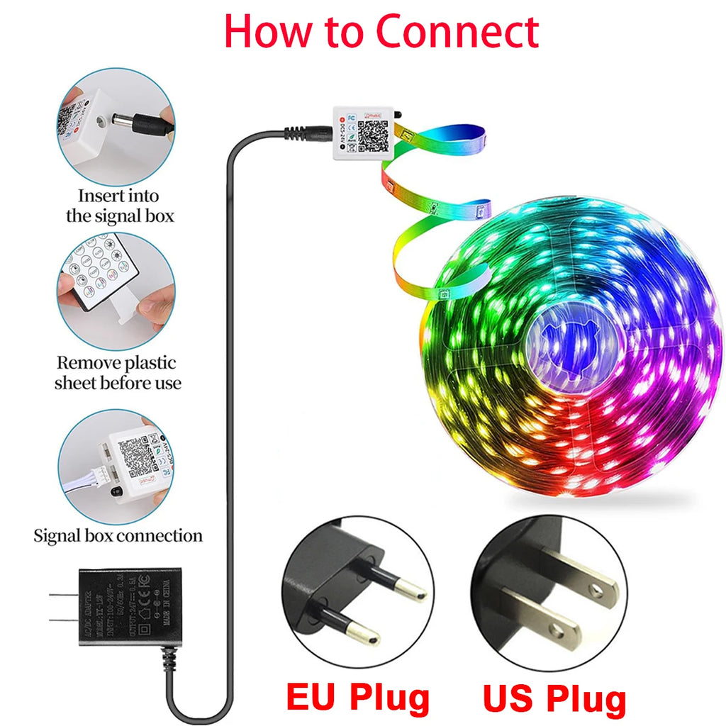 LED Strip Lights 10m 20m 30m Music Sync RGB Led Strip Tape L