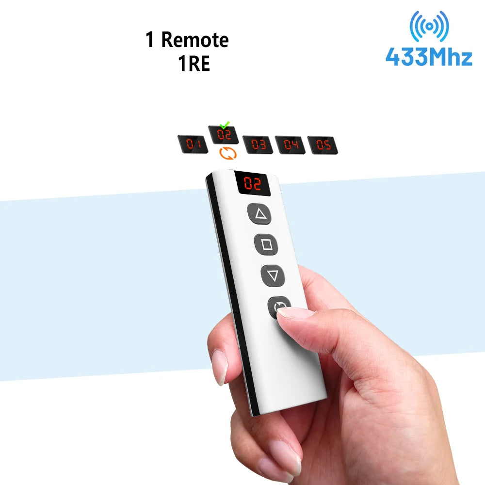 433mhz Wireless Remote Control Switch 220V 2CH Relay Receiver and Controller for Led Roller Blinds Shutters Projector Screen