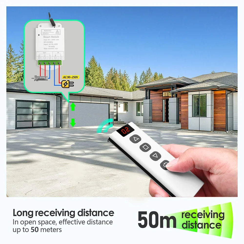 433mhz Wireless Remote Control Switch 220V 2CH Relay Receive