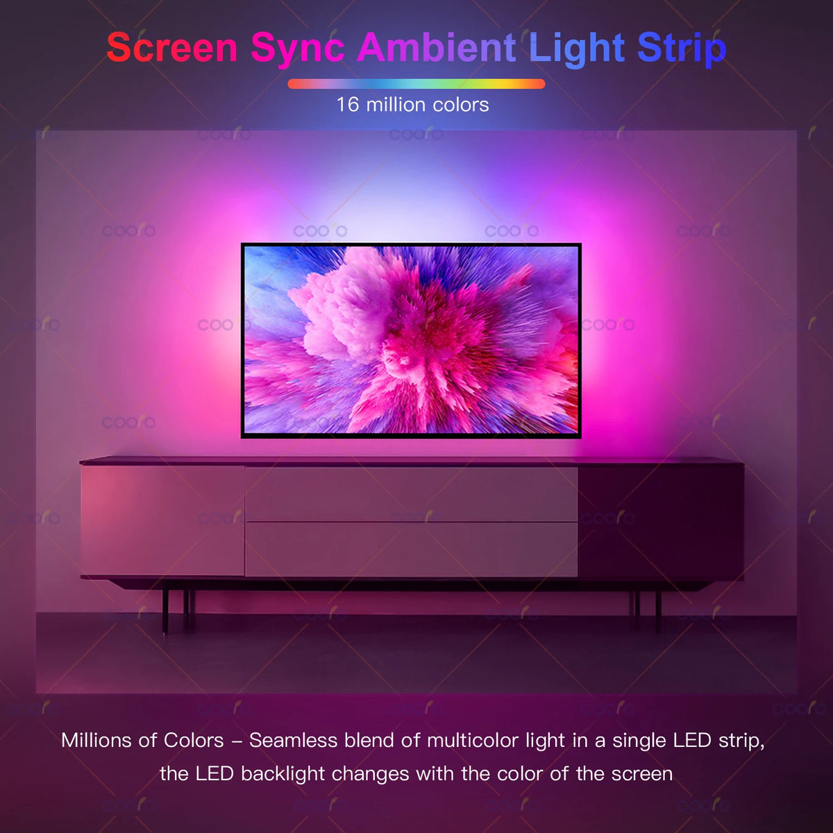 Ambient TV PC Monitor Backlight Screen Color Sync Flowing Mu