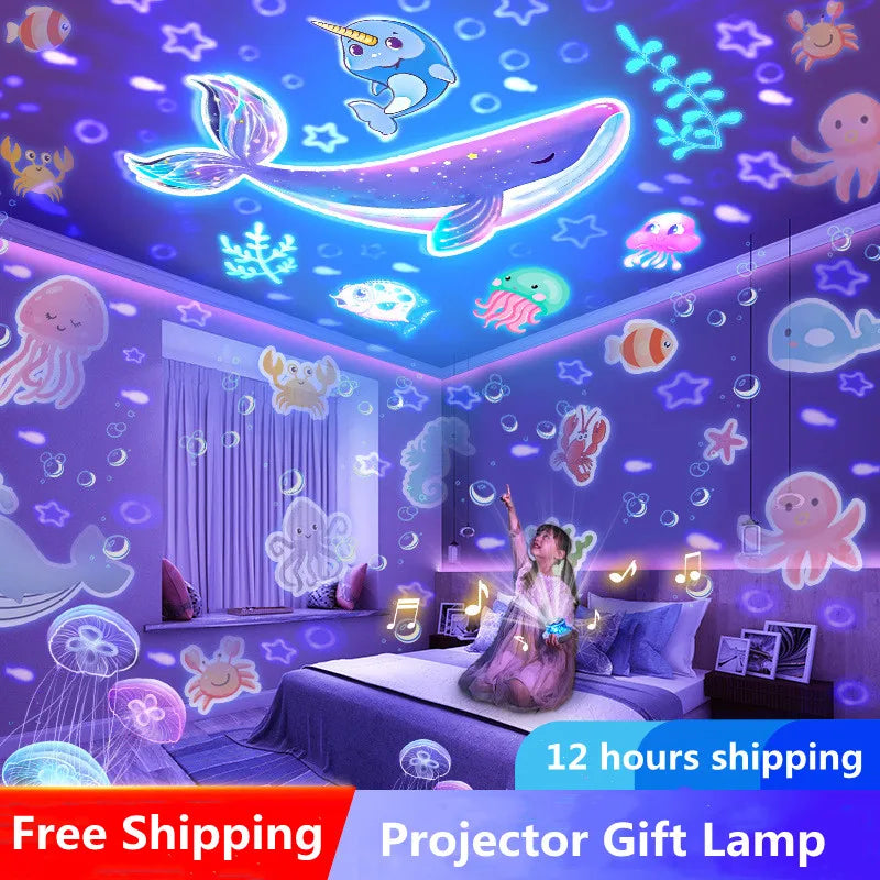 Starry Projector Night Light Rotating Sky Moon Lamp Galaxy L