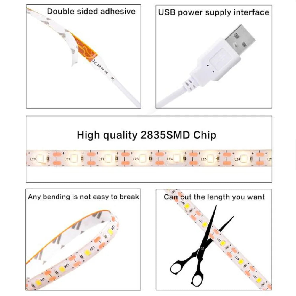 Dimmable 5V LED Strip Lights SMD2835 3528 60Leds/m Waterproo