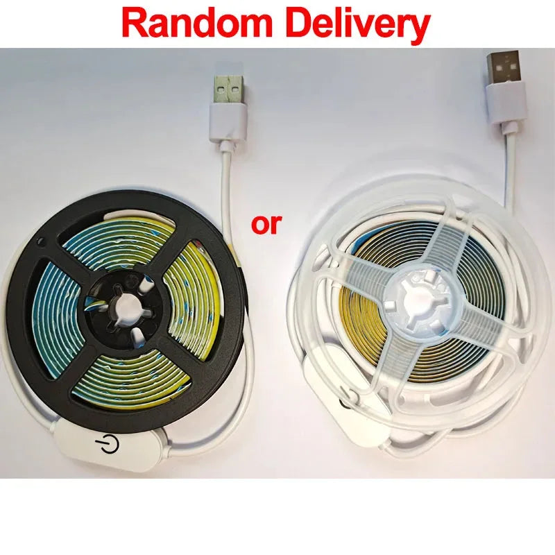 LED COB Light Strip Touch Dimmer Flexible Diode Tape 5V USB 