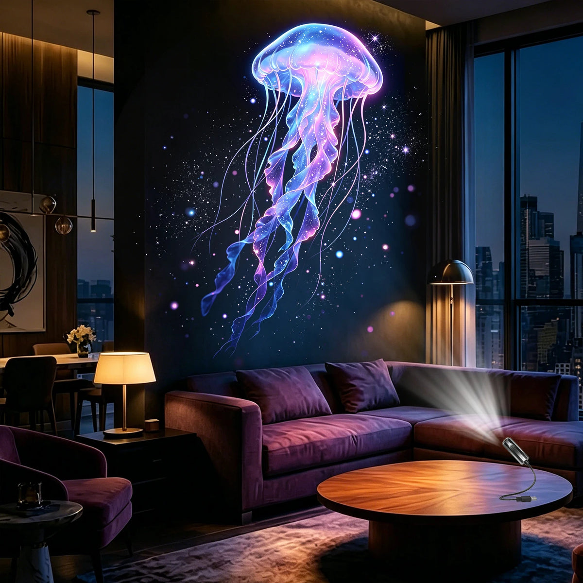 Ocean-Themed Projector Lamp USB Powered Creates a Romantic D