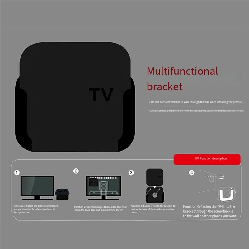 Wall Mount Bracket Holder For TV 1/2/3/4/4K Media Player Sta