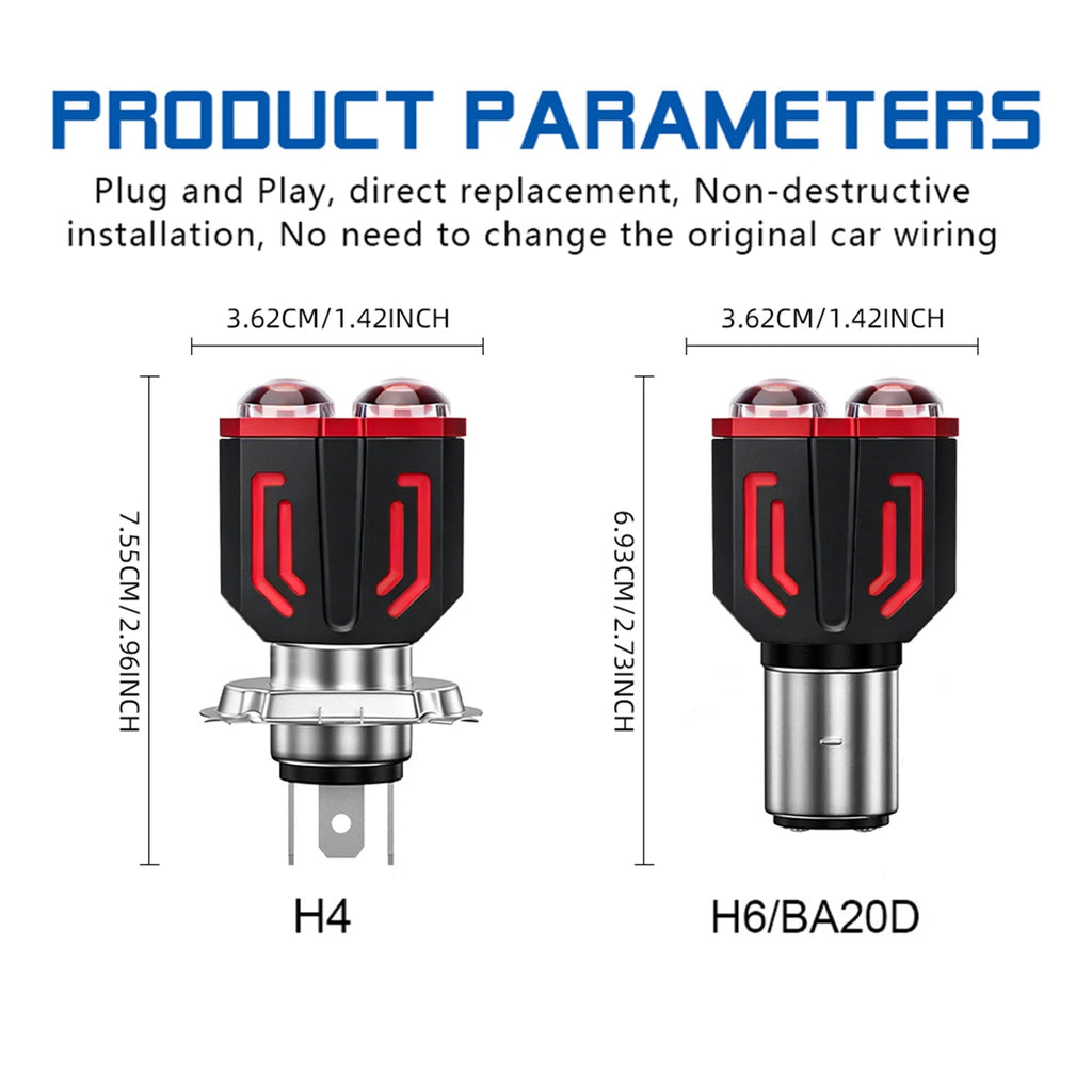 1Pc H4 BA20D H6 LED Bulb Motorcycle Headlight Bulb CSP Proje