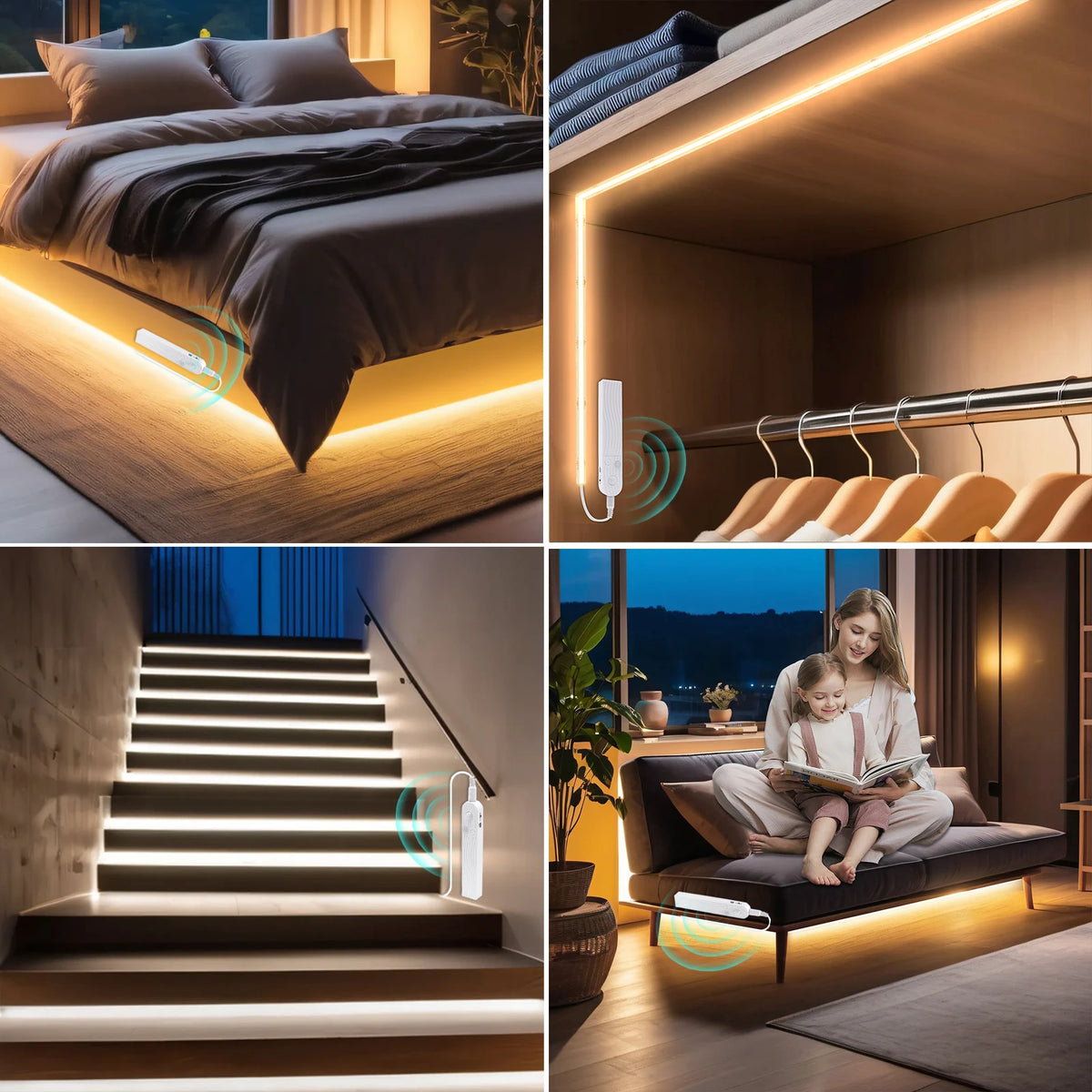 8MM COB Led Strip 5V with Motion Sensor Battery Powered 320L