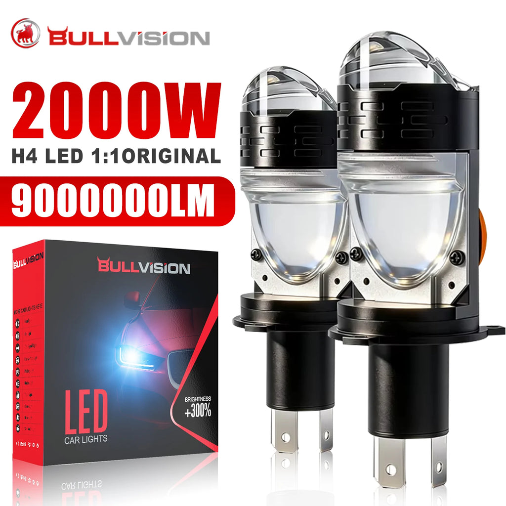 New Mini 1/2Pc Projector H4/9003/HB2 Lens LED Car Headlight 