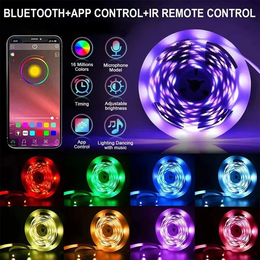 Smart RGB 5050 LED Wall Strip Lights Bluetooth Music Sync AP