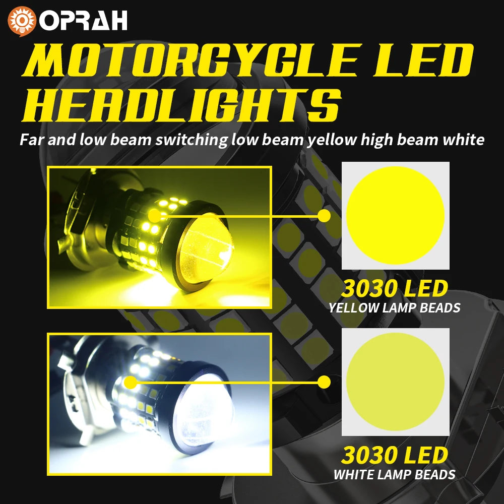 Oprah H4 LED H6 BA20D Motorcycle Headlight Bulb CSP Projecto