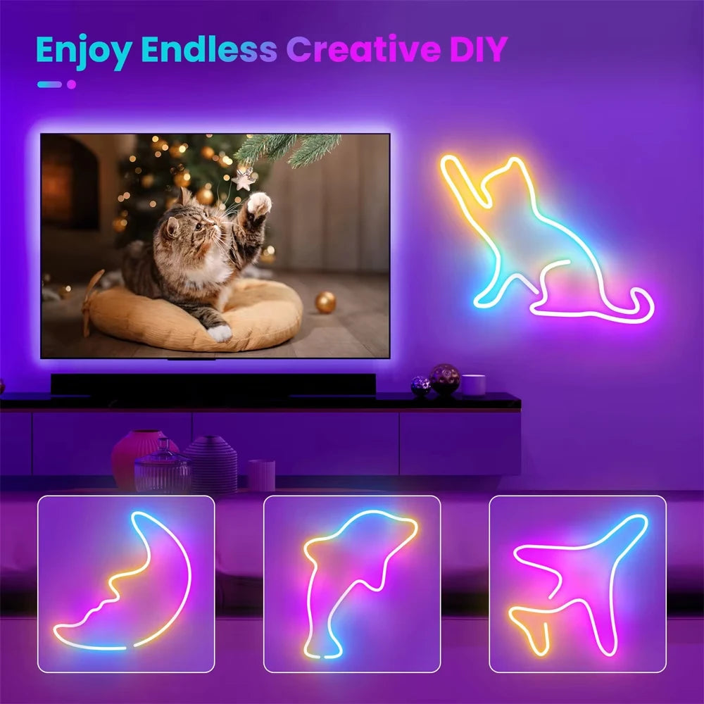 5V RGBIC WS2812 Neon LED Rope Strip Bluetooth APP & Remote C