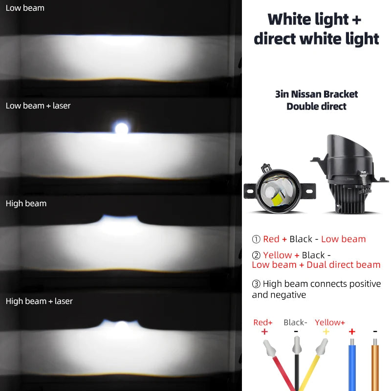 3.0Inch Led Projector Laser Lens Fog Lamp White Light 6000K 4300K H11 HB3 9005 Led Canbus Car Headlight Bulb Bi-led Fog Lights