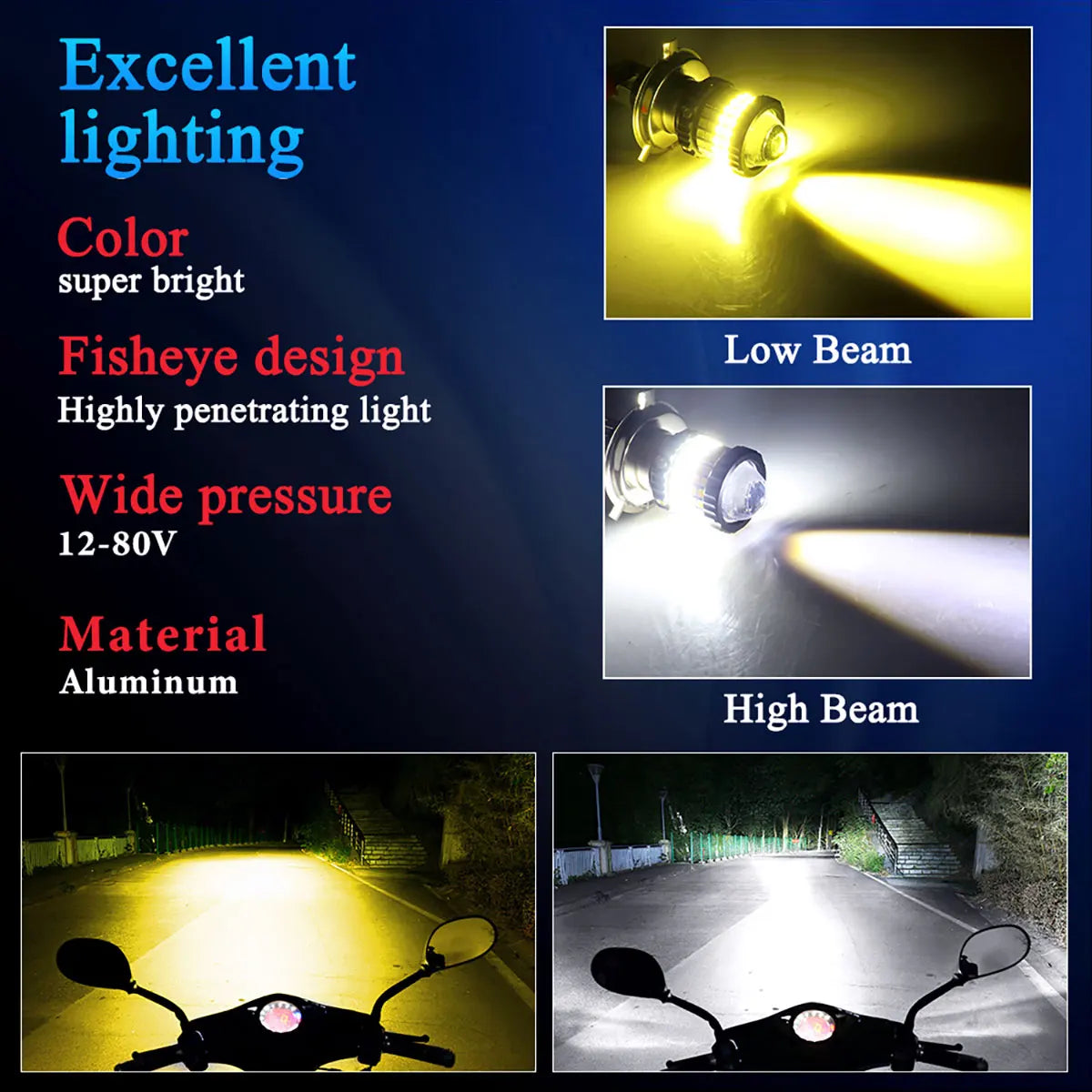 H4 LED P15D BA20D Motorcycle Headlight Bulb CSP Projector Le